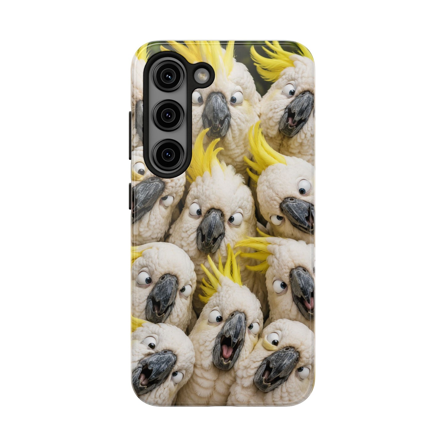 Cockatoo Collage Tough Phone Case — Funny Yellow Crested Bird Protective Phone Cover