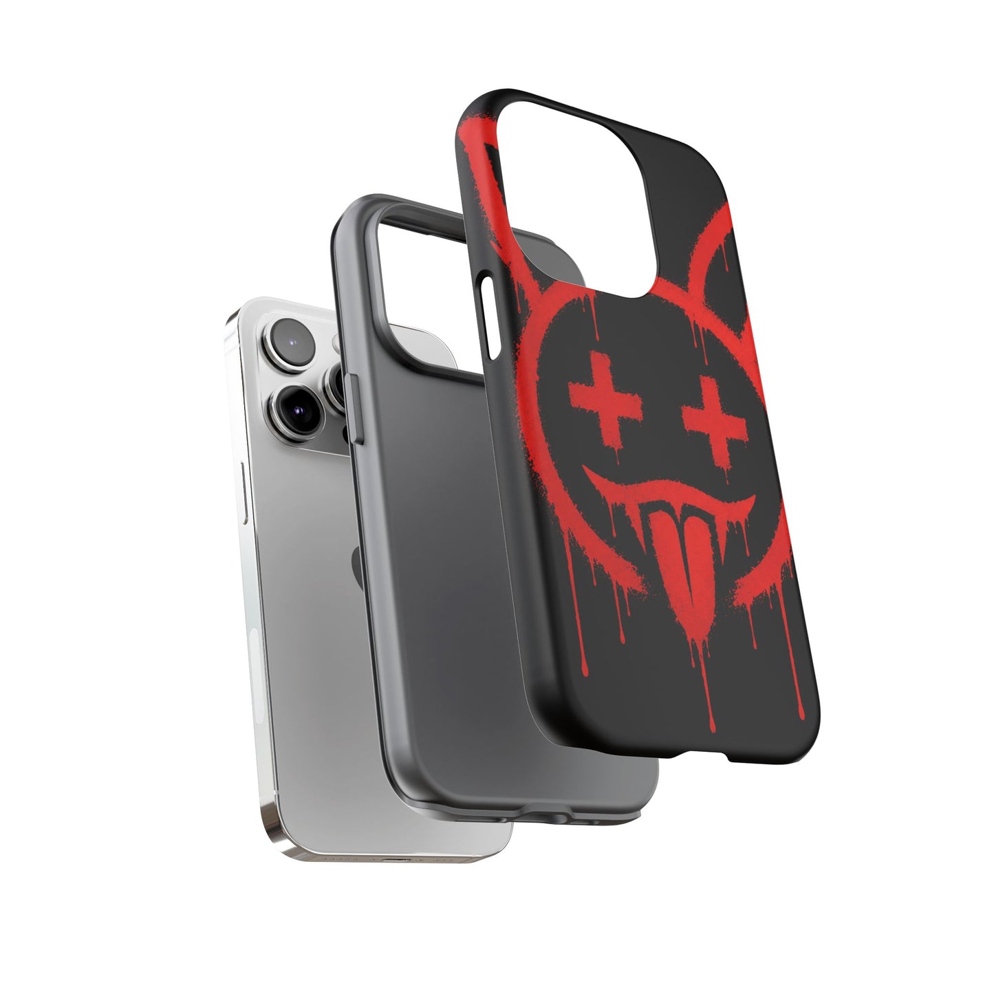 Phone Case - Metallic Souls Red Drip Smiley Graffiti Design