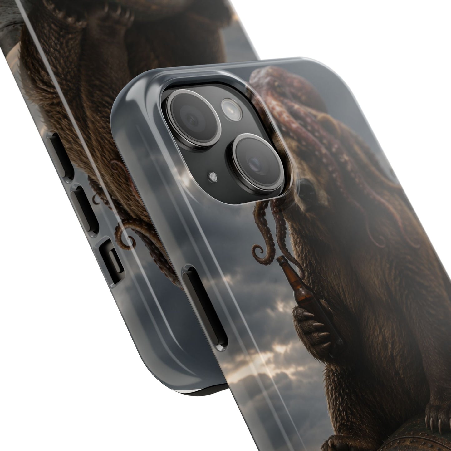Tough Phone Case — Post‑Apocalyptic Bear with Octopus Helmet on Nuclear Bomb