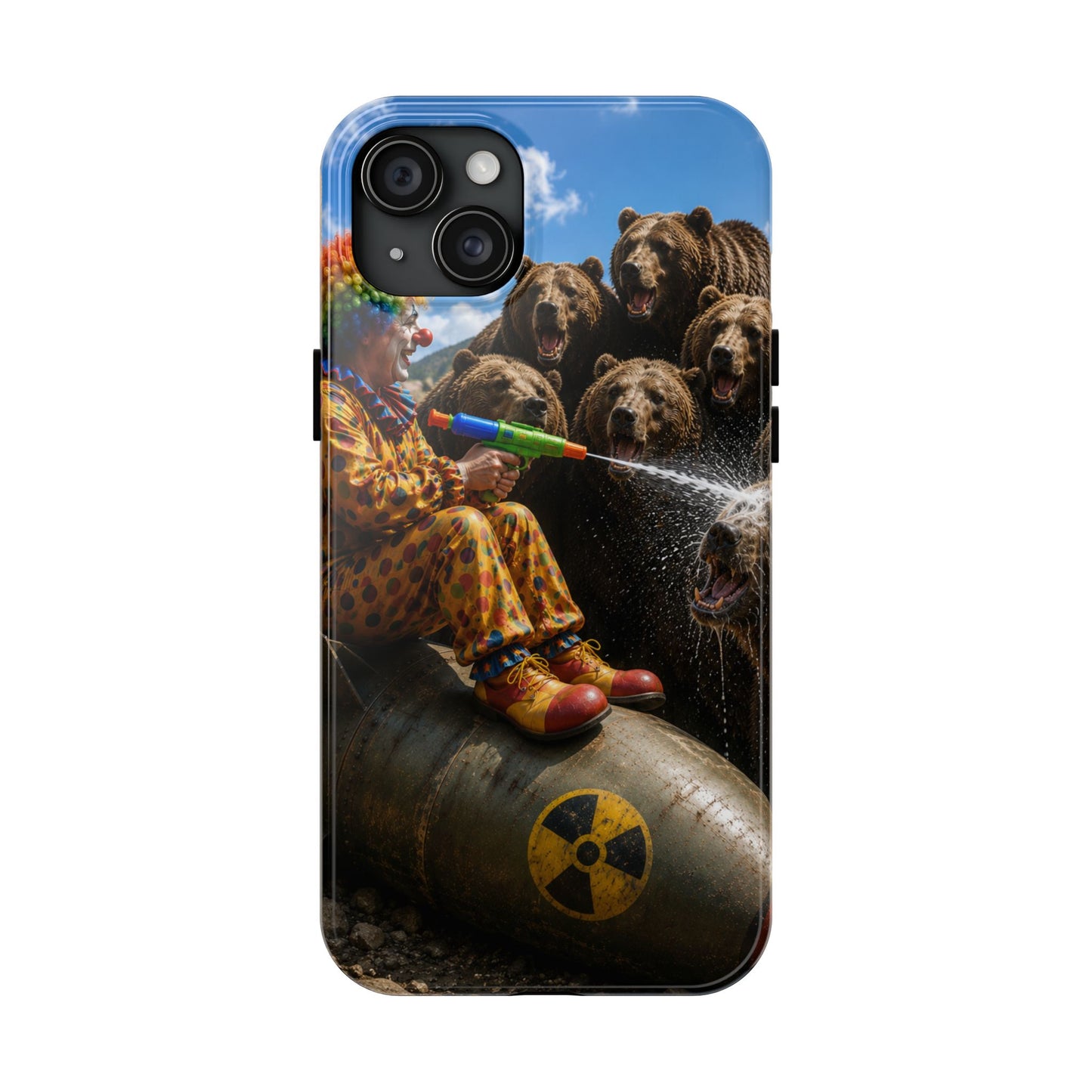 Tough Phone Case — Surreal Clown vs. Bears Protective Phone Cover