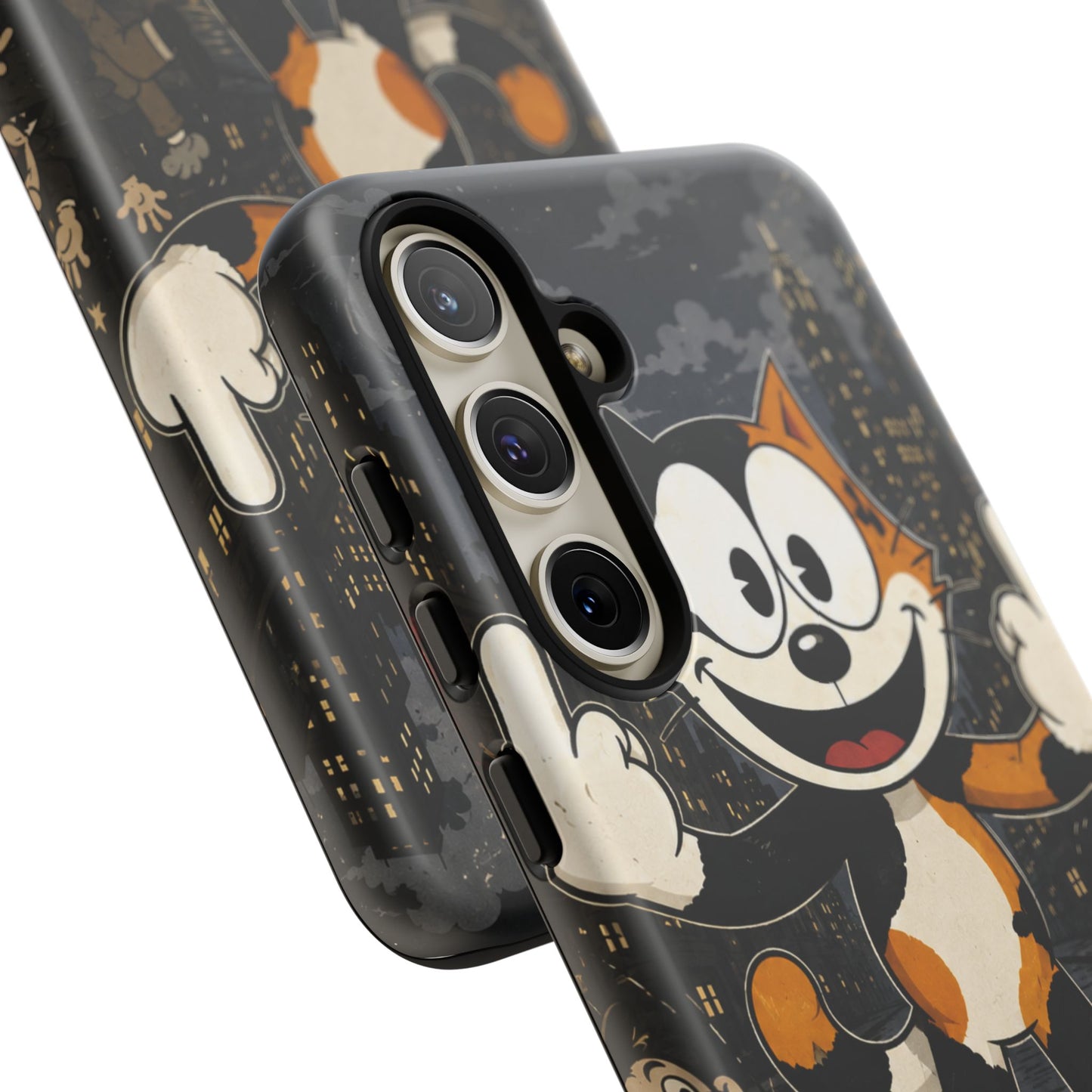 Vintage Cartoon Cat Phone Case — Edgy Felix-Style Illustration