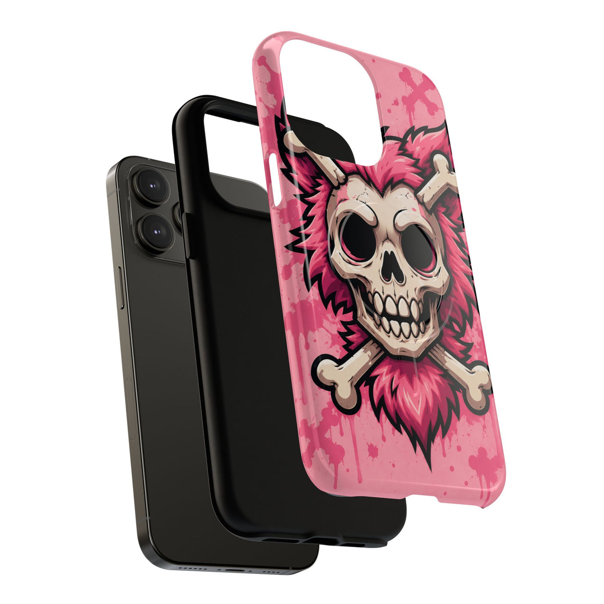 Pink Skull & Crossbones Tough Magnetic Phone Case — Punk Rock Protective Cover