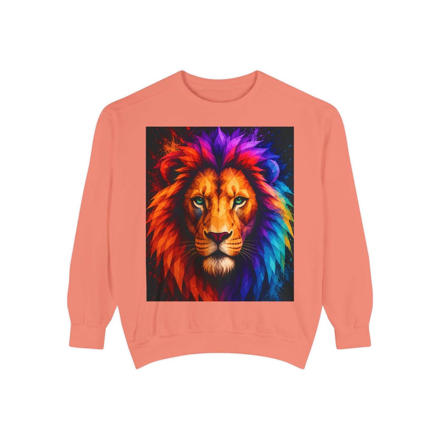 Colorful Lion Sweatshirt — Vibrant Rainbow Mane Crewneck