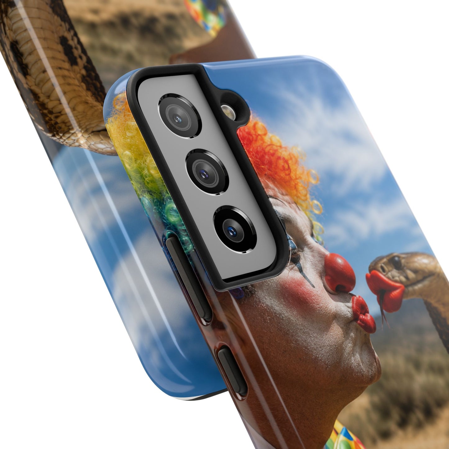 Clown & Cobra Tough Phone Case — Funny Kiss Design, Shockproof Protective Cover