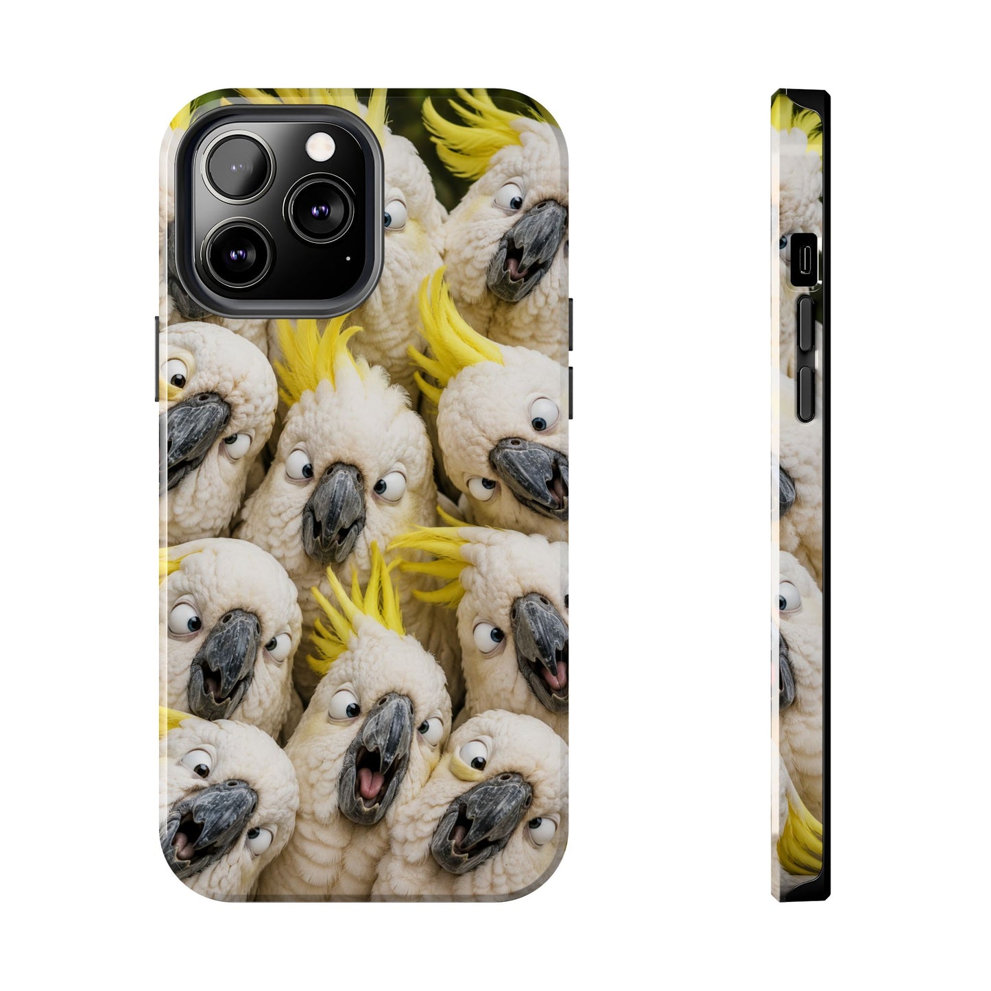 Cockatoo Collage Tough Phone Case — Funny Yellow Crested Bird Protective Phone Cover