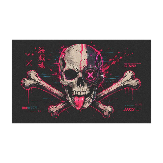Skull Crossbones Car Magnet — Neon Cyberpunk Pirate Graphic
