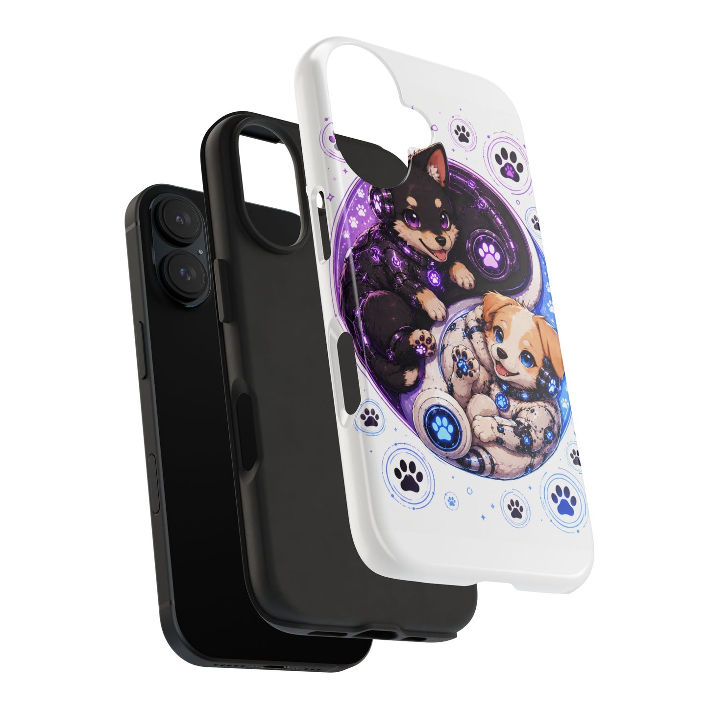 Yin Yang Puppy Tough Phone Case — Cute Paw Print Dog Protector