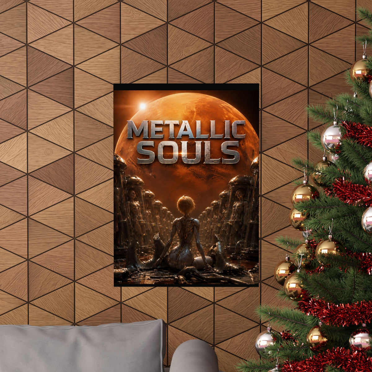 Metallic Souls Matte Poster — Sci‑Fi Planet Artwork