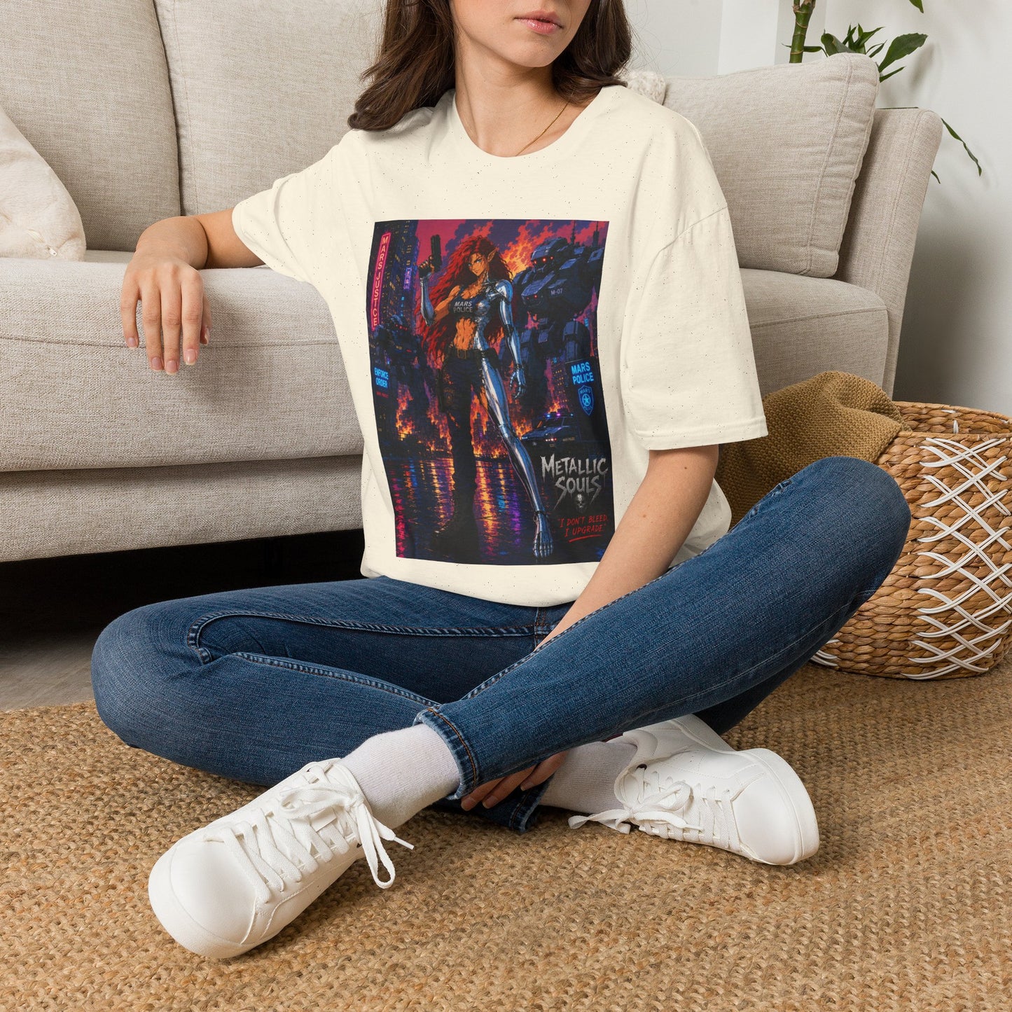 Cyberpunk Warrior T‑Shirt — 'Metallic Soul' Futuristic Anime Graphic