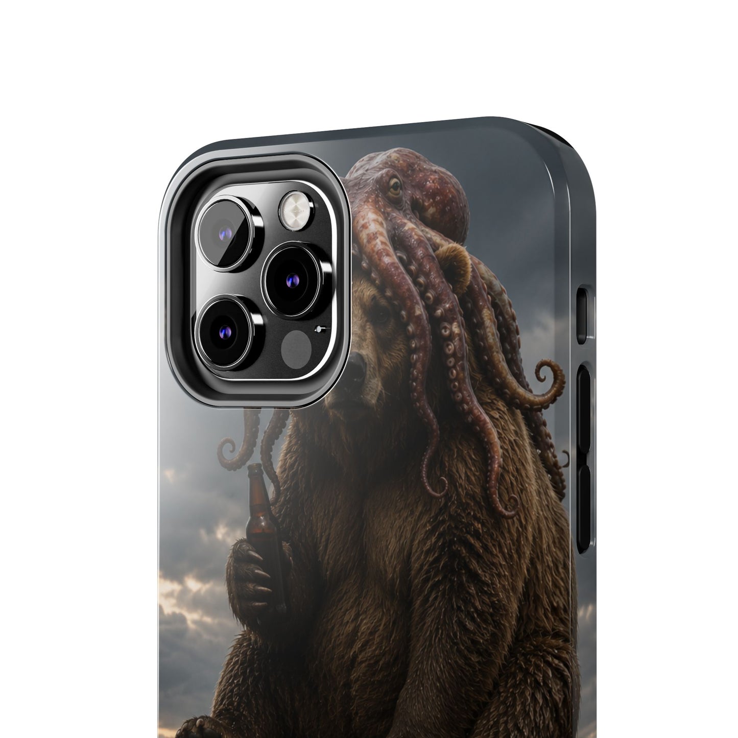 Tough Phone Case — Post‑Apocalyptic Bear with Octopus Helmet on Nuclear Bomb