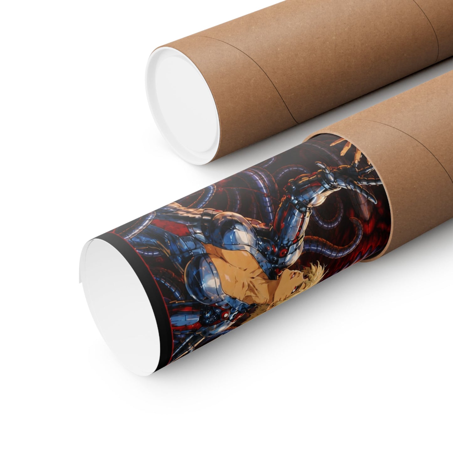 Metallic Souls Anime Poster — Matte Vertical Sci‑Fi Horror Art Print