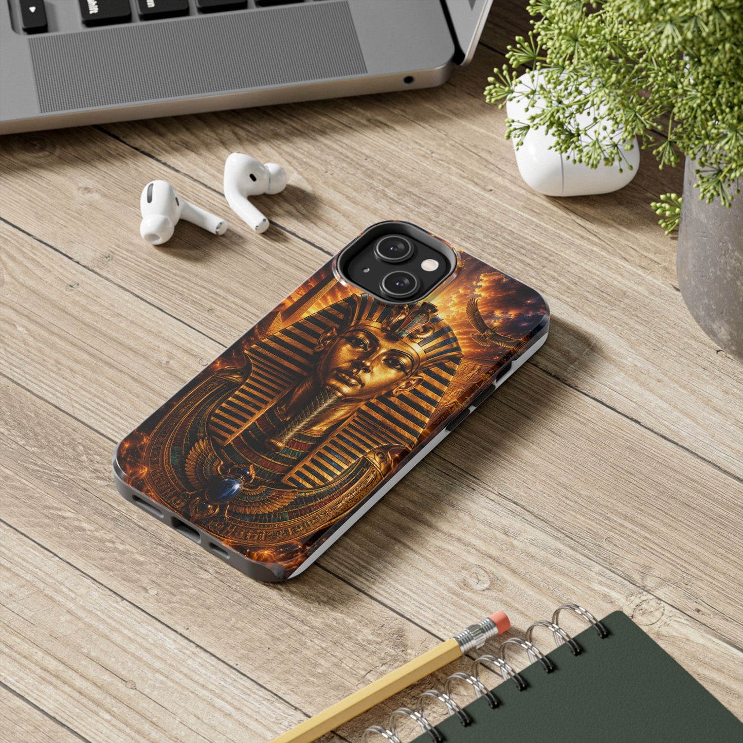 Egyptian Pharaoh Tough Phone Case — Protective Golden Tutankhamun Design