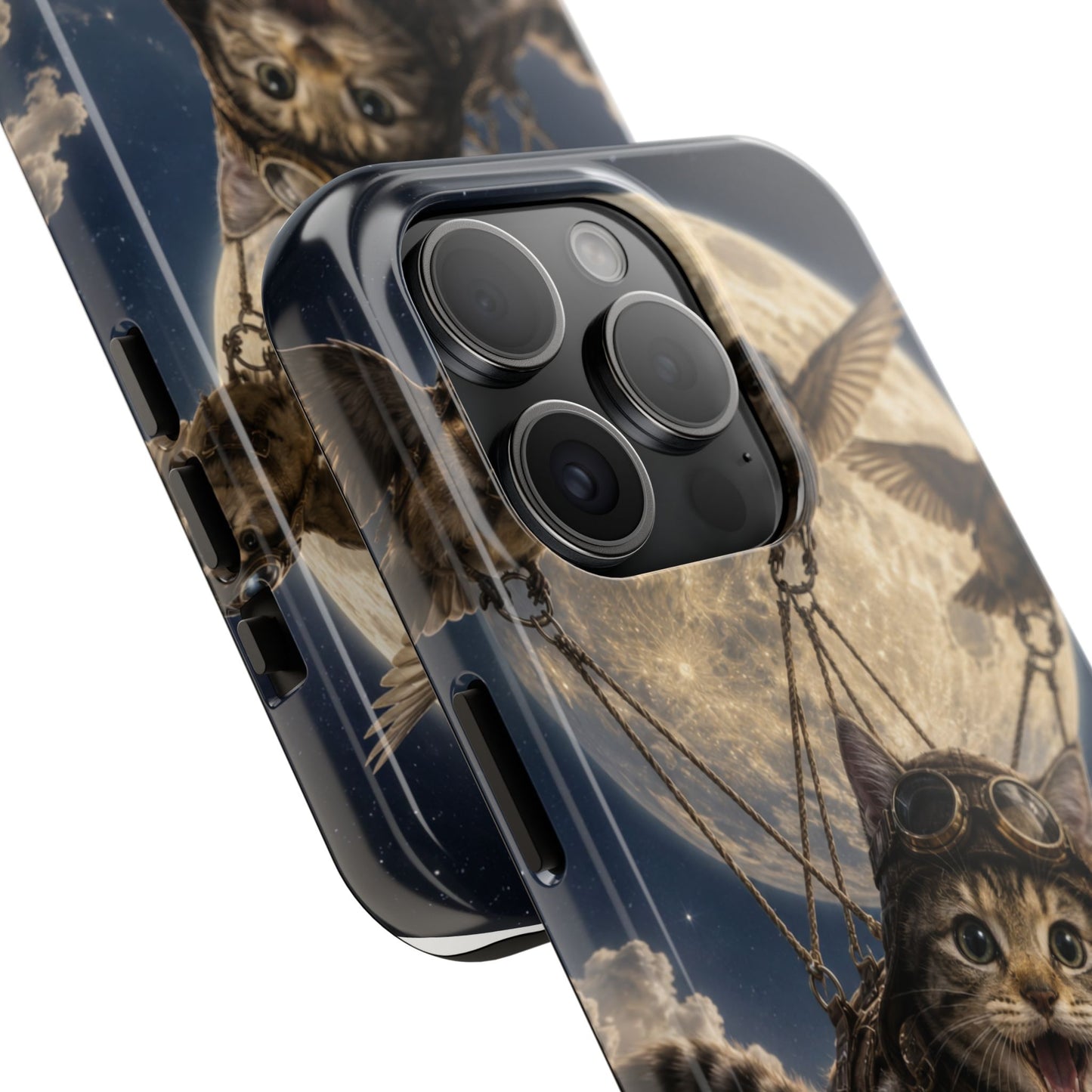 Cat Pilot Phone Case — Adventure Kitty Moonlit Flight Tough Protection
