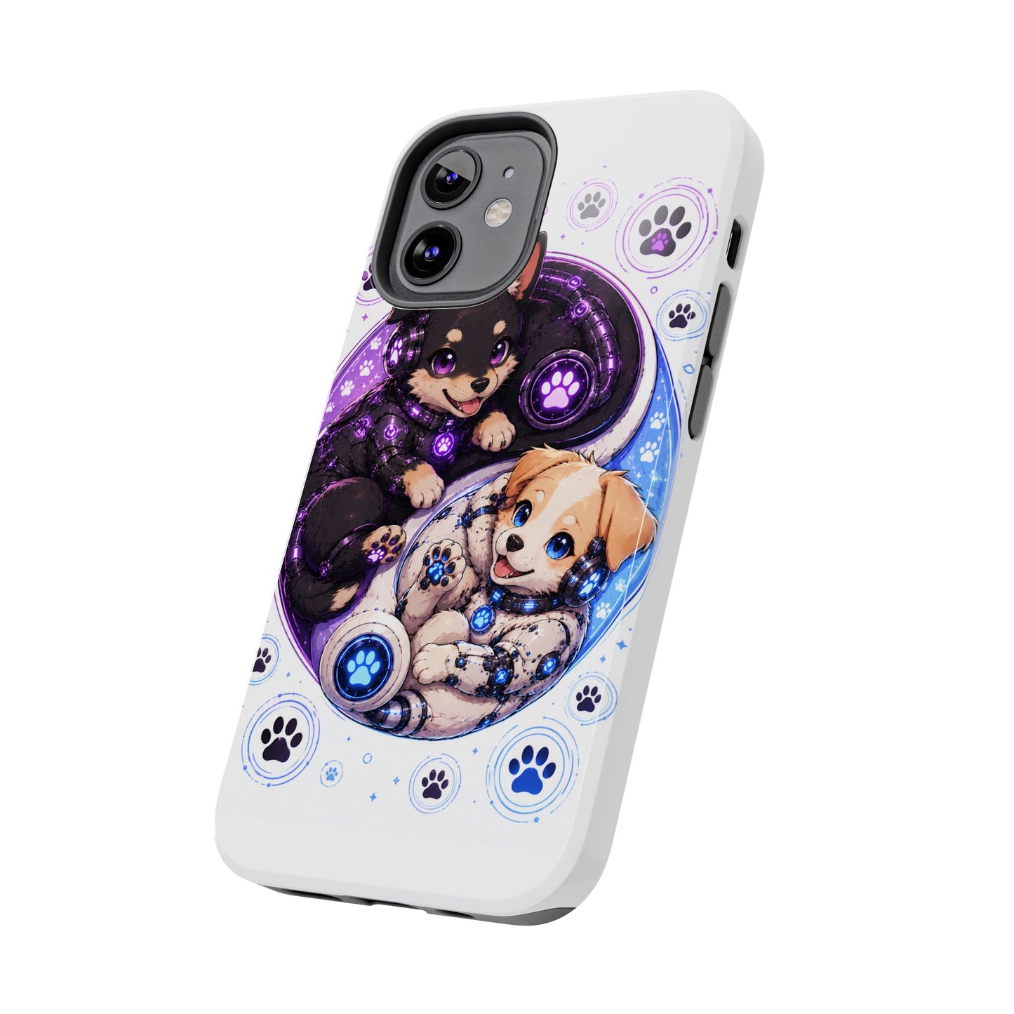Yin Yang Puppy Tough Phone Case — Cute Paw Print Dog Protector
