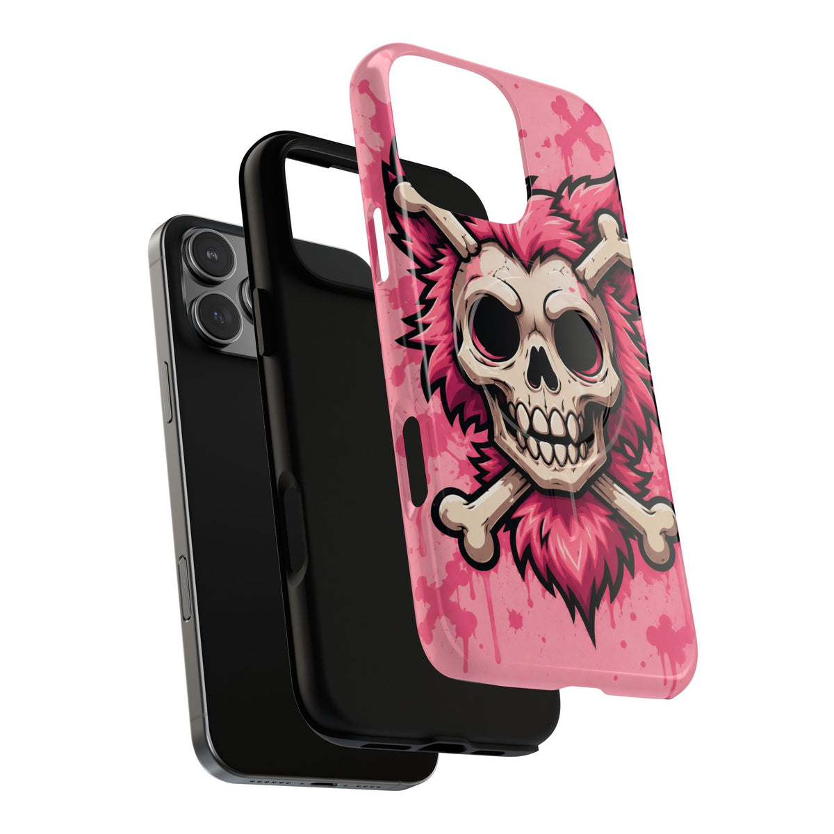 Pink Skull & Crossbones Tough Magnetic Phone Case — Punk Rock Protective Cover