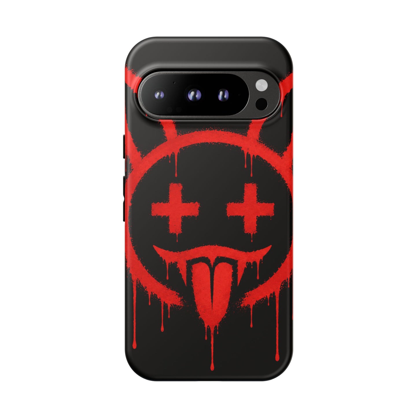 Phone Case - Metallic Souls Red Drip Smiley Graffiti Design