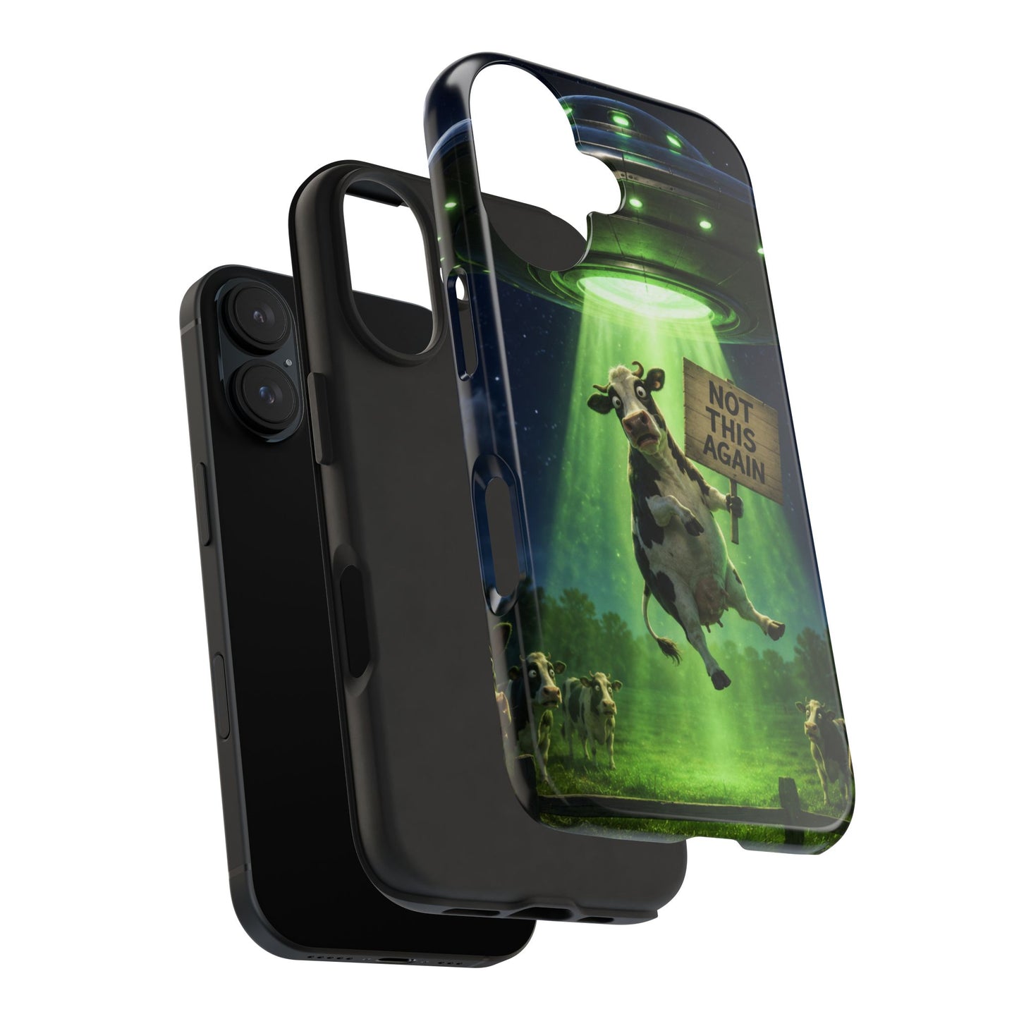 Phone Case — Funny Alien Abduction Cow Design ("Not This Again")