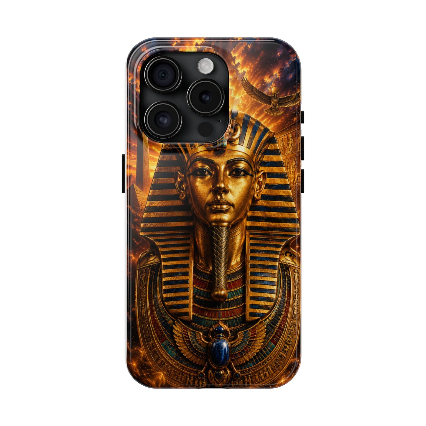 Egyptian Pharaoh Tough Phone Case — Protective Golden Tutankhamun Design