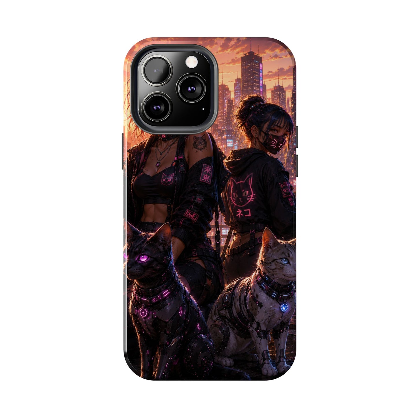 Cyberpunk Pack: Tough Phone Case with Neon Panther & City Sunset