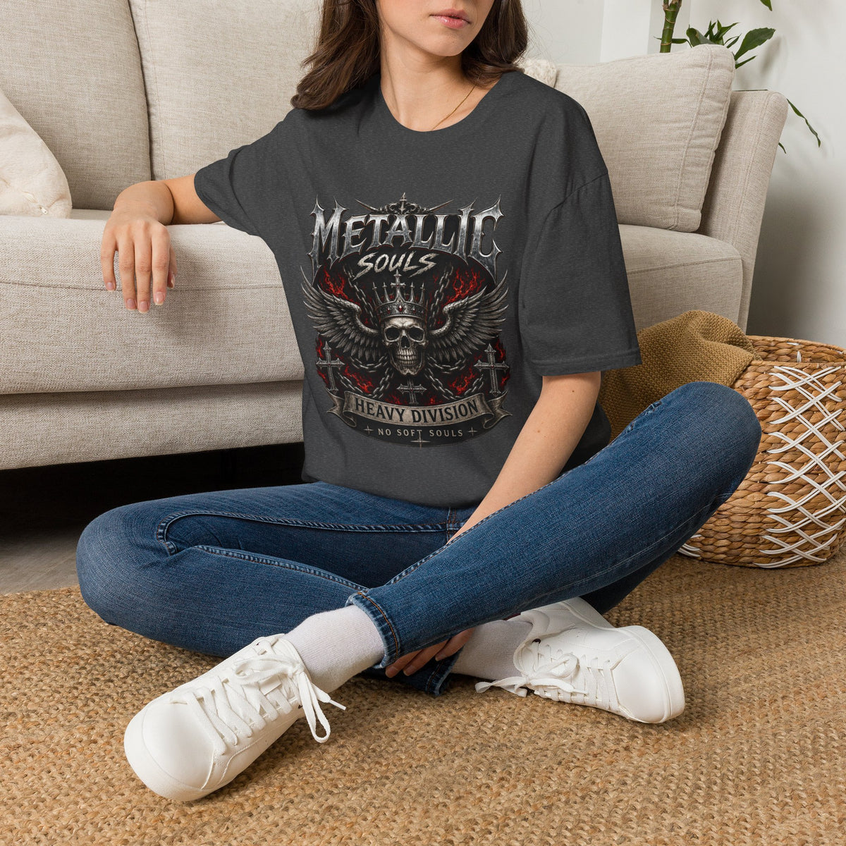Metallic Souls Graphic T-Shirt — Gothic Skull & Wings Heavy Metal Tee