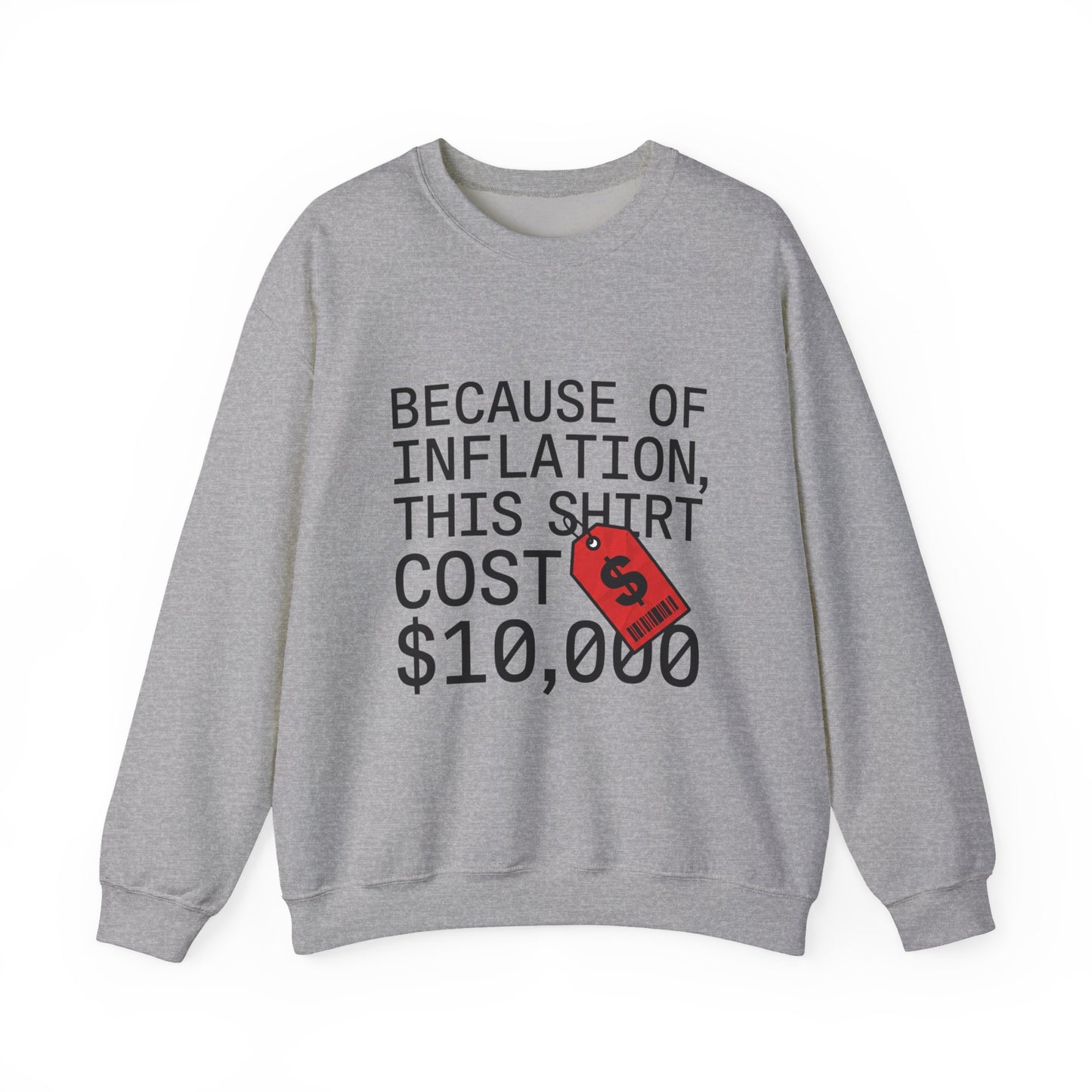 Ironic Money-Tag Text Sweatshirt | meme flex, streetwear satire