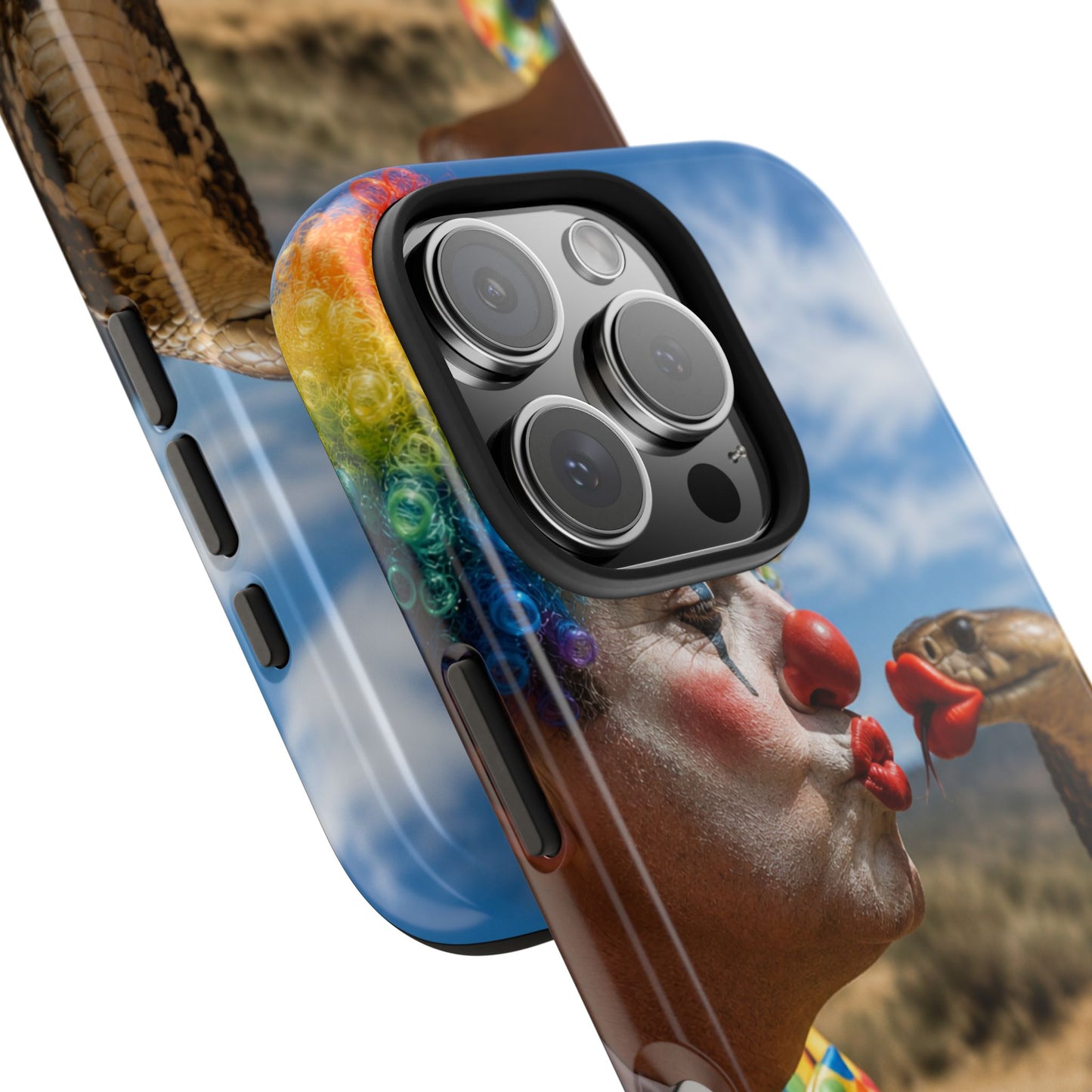 Clown & Cobra Tough Phone Case — Funny Kiss Design, Shockproof Protective Cover
