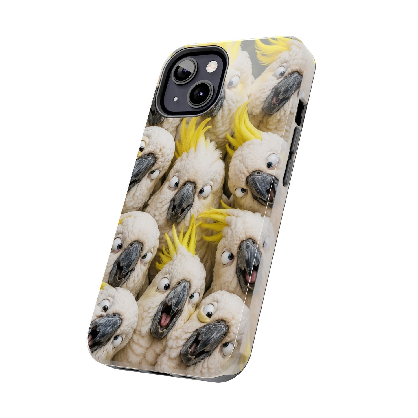 Cockatoo Collage Tough Phone Case — Funny Yellow Crested Bird Protective Phone Cover