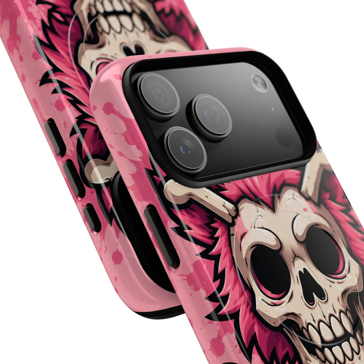 Pink Skull & Crossbones Tough Magnetic Phone Case — Punk Rock Protective Cover