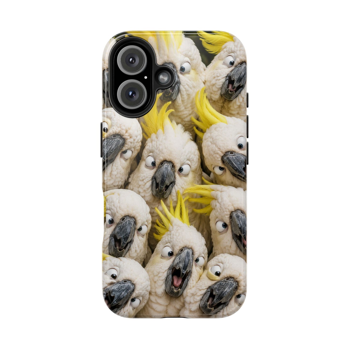 Cockatoo Collage Tough Phone Case — Funny Yellow Crested Bird Protective Phone Cover
