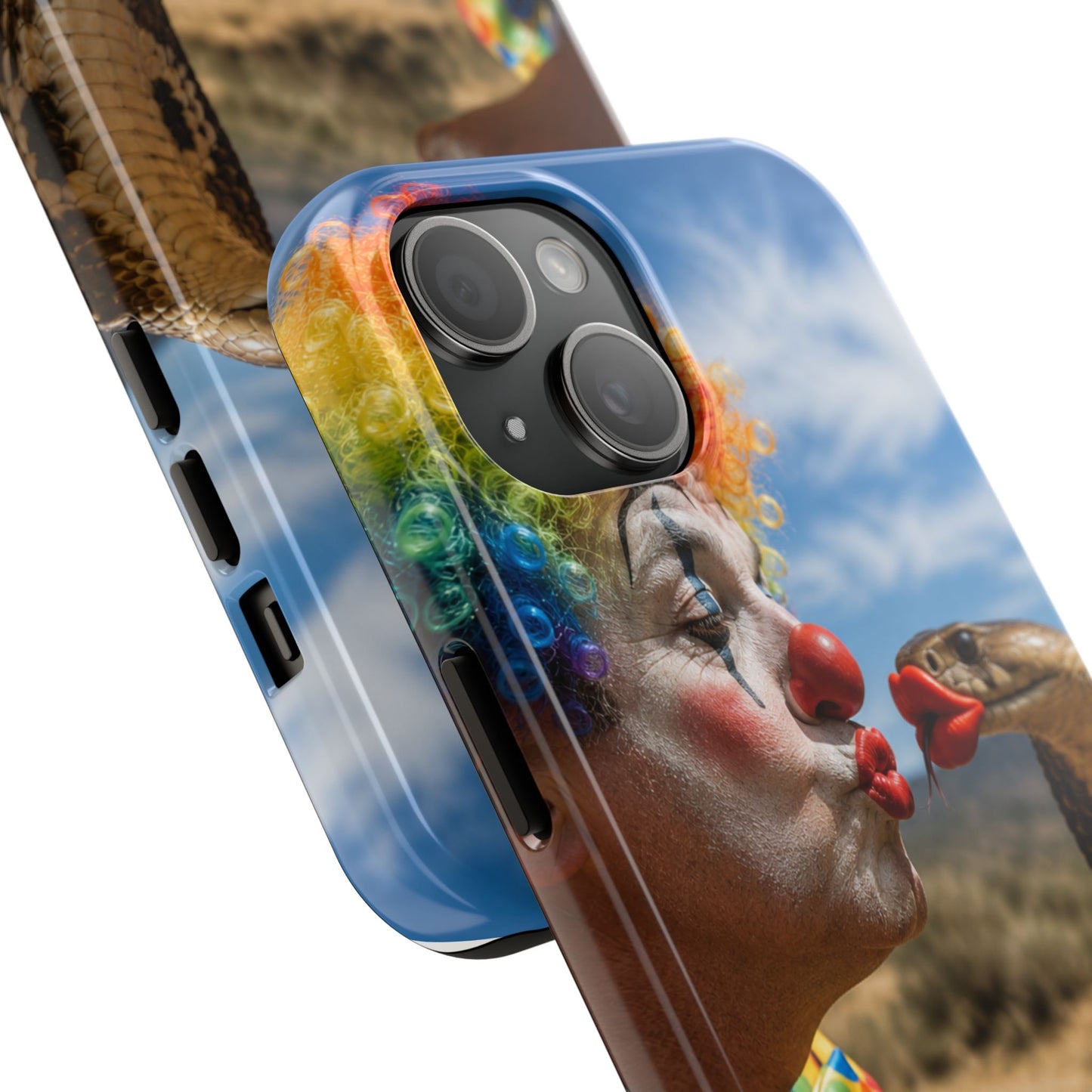 Clown & Cobra Tough Phone Case — Funny Kiss Design, Shockproof Protective Cover