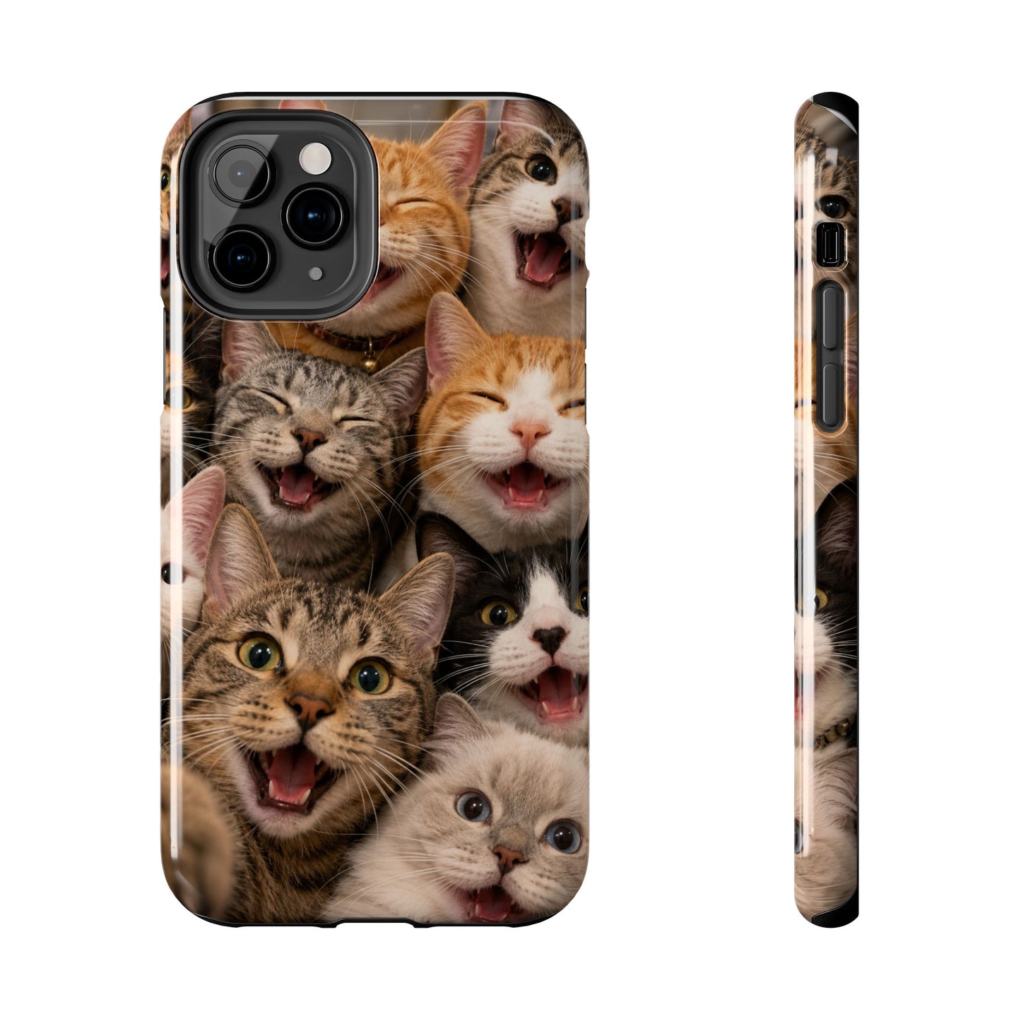 Tough Smiling Cats Collage Phone Case – Cute Cat Faces for iPhone