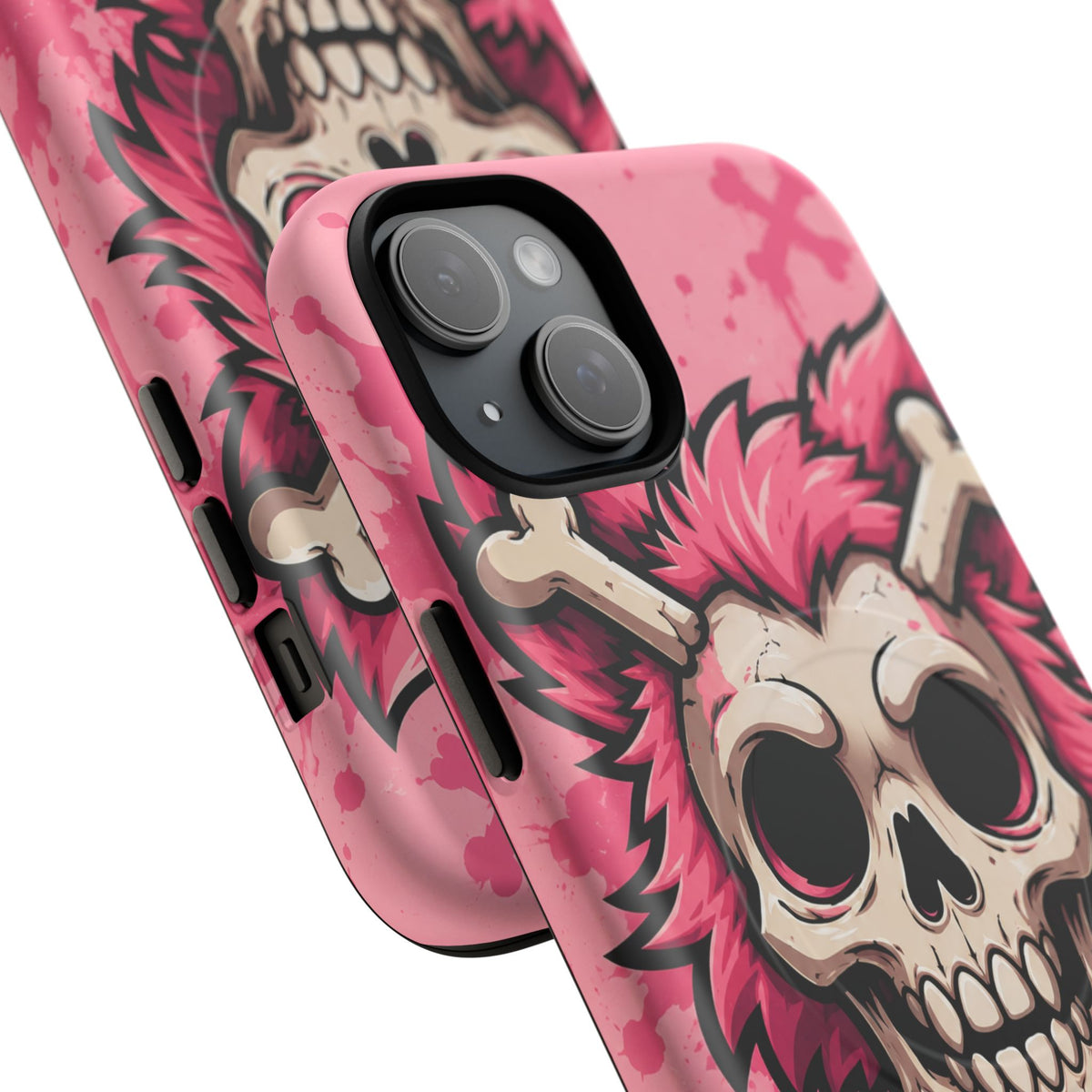Pink Skull & Crossbones Tough Magnetic Phone Case — Punk Rock Protective Cover
