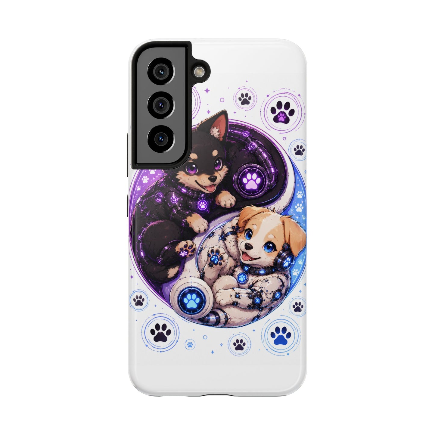 Yin Yang Puppy Tough Phone Case — Cute Paw Print Dog Protector