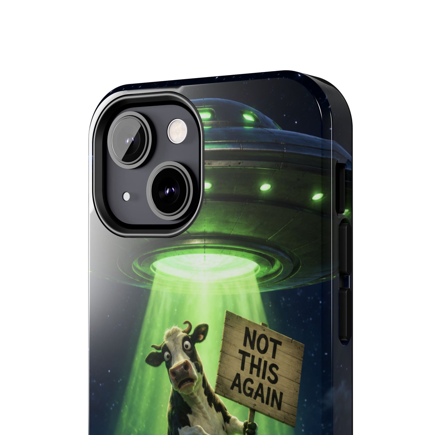 Phone Case — Funny Alien Abduction Cow Design ("Not This Again")