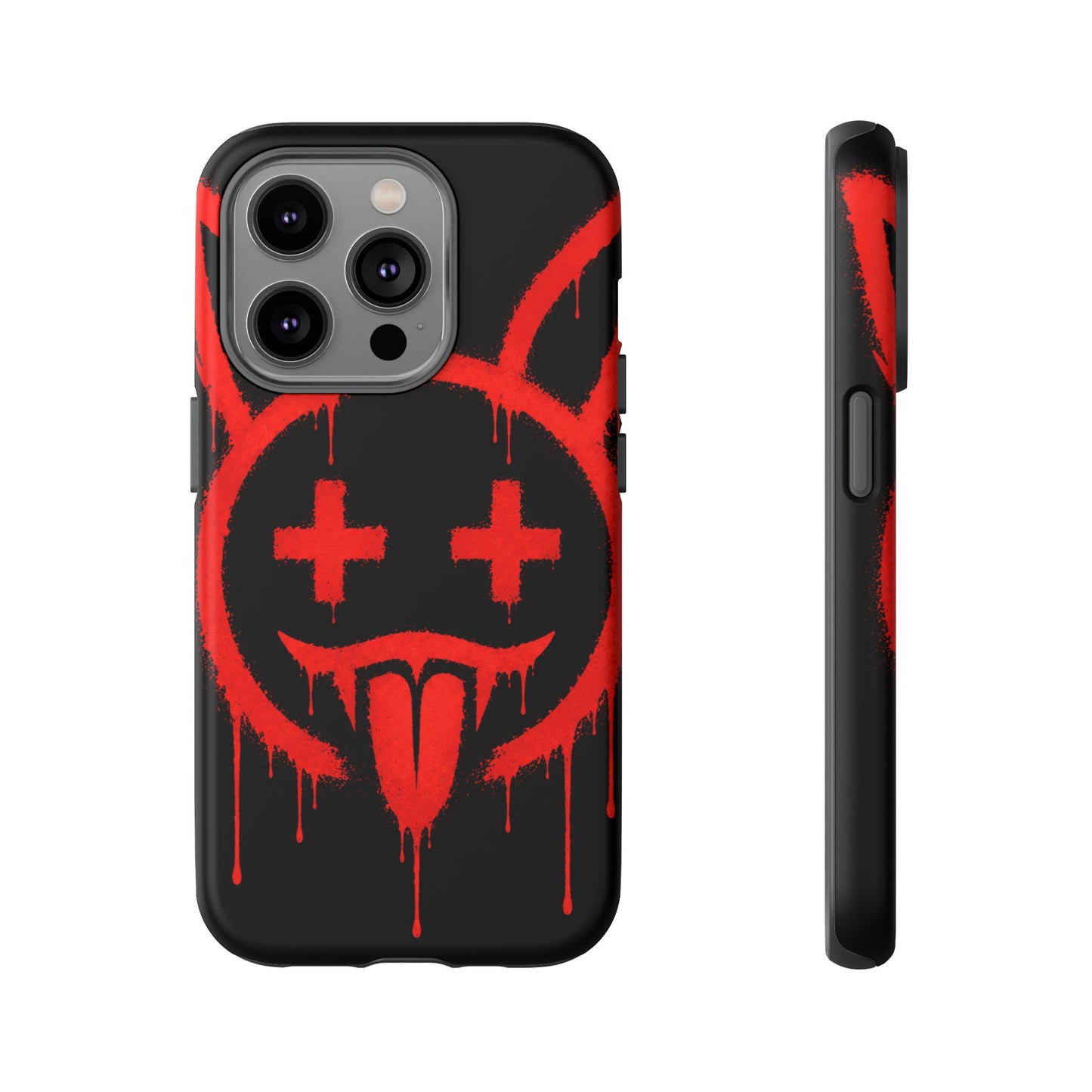 Phone Case - Metallic Souls Red Drip Smiley Graffiti Design