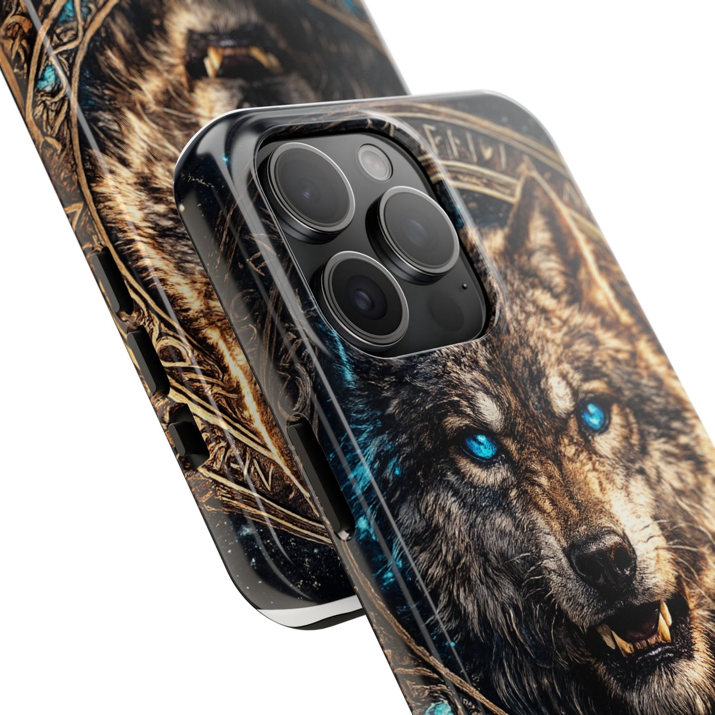 Wolf Pentagram Phone Case - Rugged Mystic Phone Cover with Glowing Blue Eyes