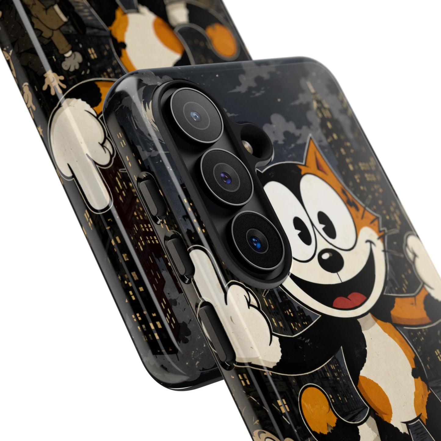 Vintage Cartoon Cat Phone Case — Edgy Felix-Style Illustration
