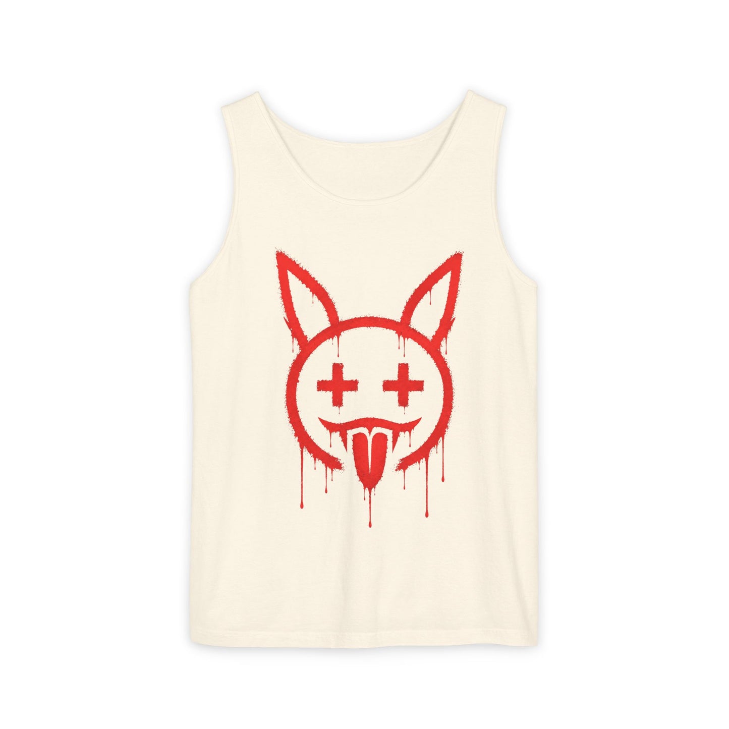 Graffiti Bunny Drip Tank Top,  Distressed Red Stencil Graphic