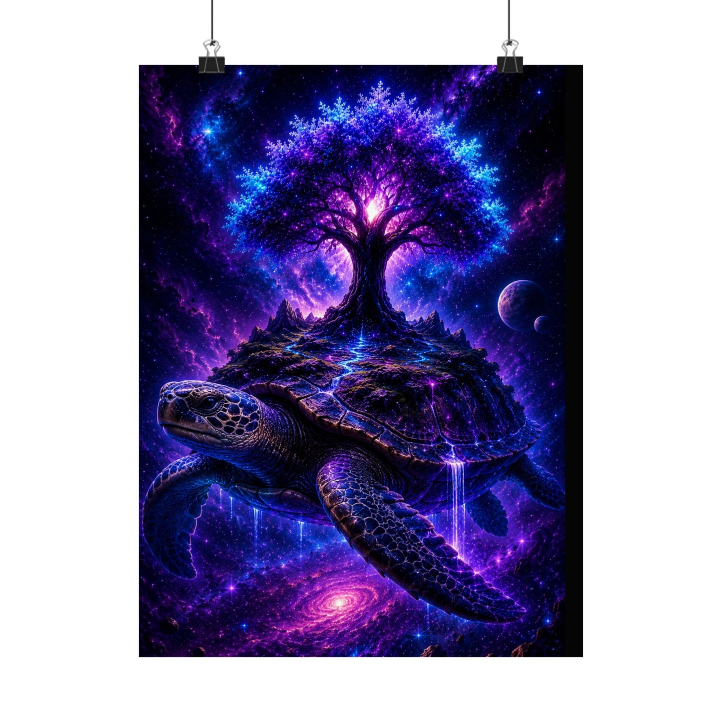 Cosmic Turtle Poster — Mystic Tree on Turtle Shell Matte Vertical Wall Art