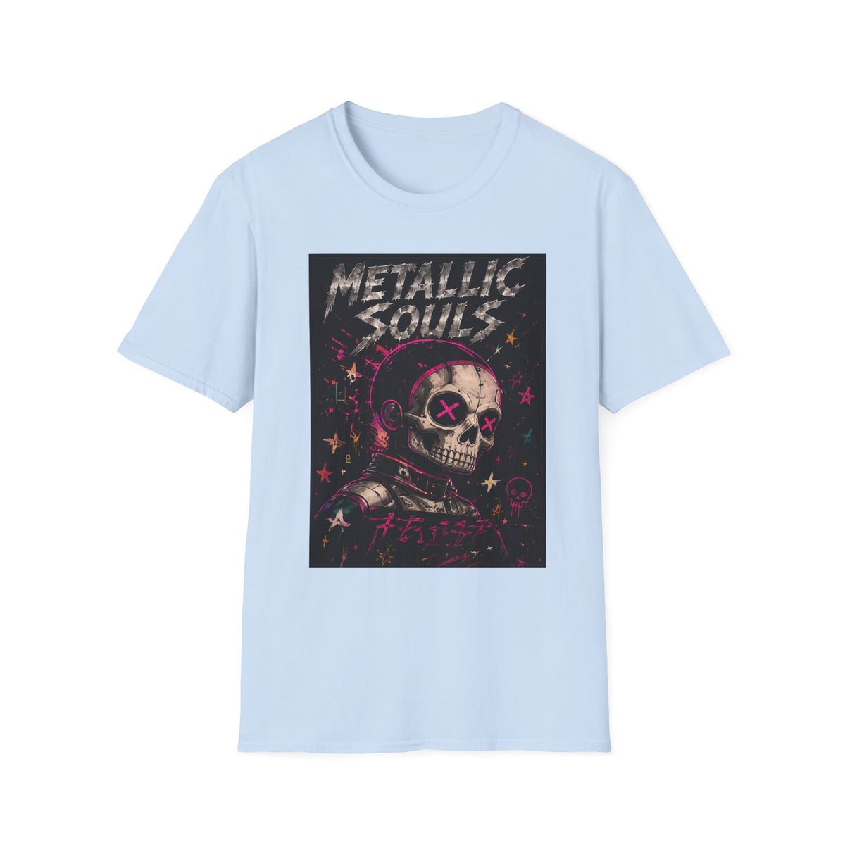 Metallic Souls Skull T‑Shirt — Retro Grunge Rock Tee