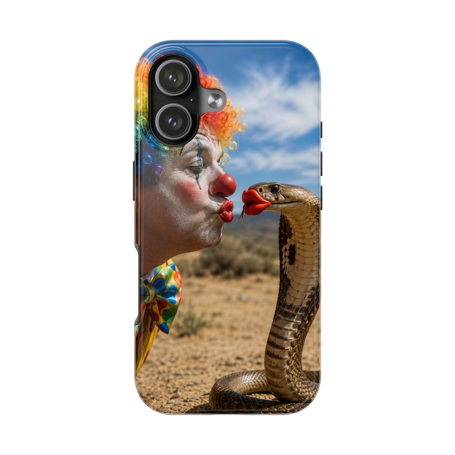 Clown & Cobra Tough Phone Case — Funny Kiss Design, Shockproof Protective Cover
