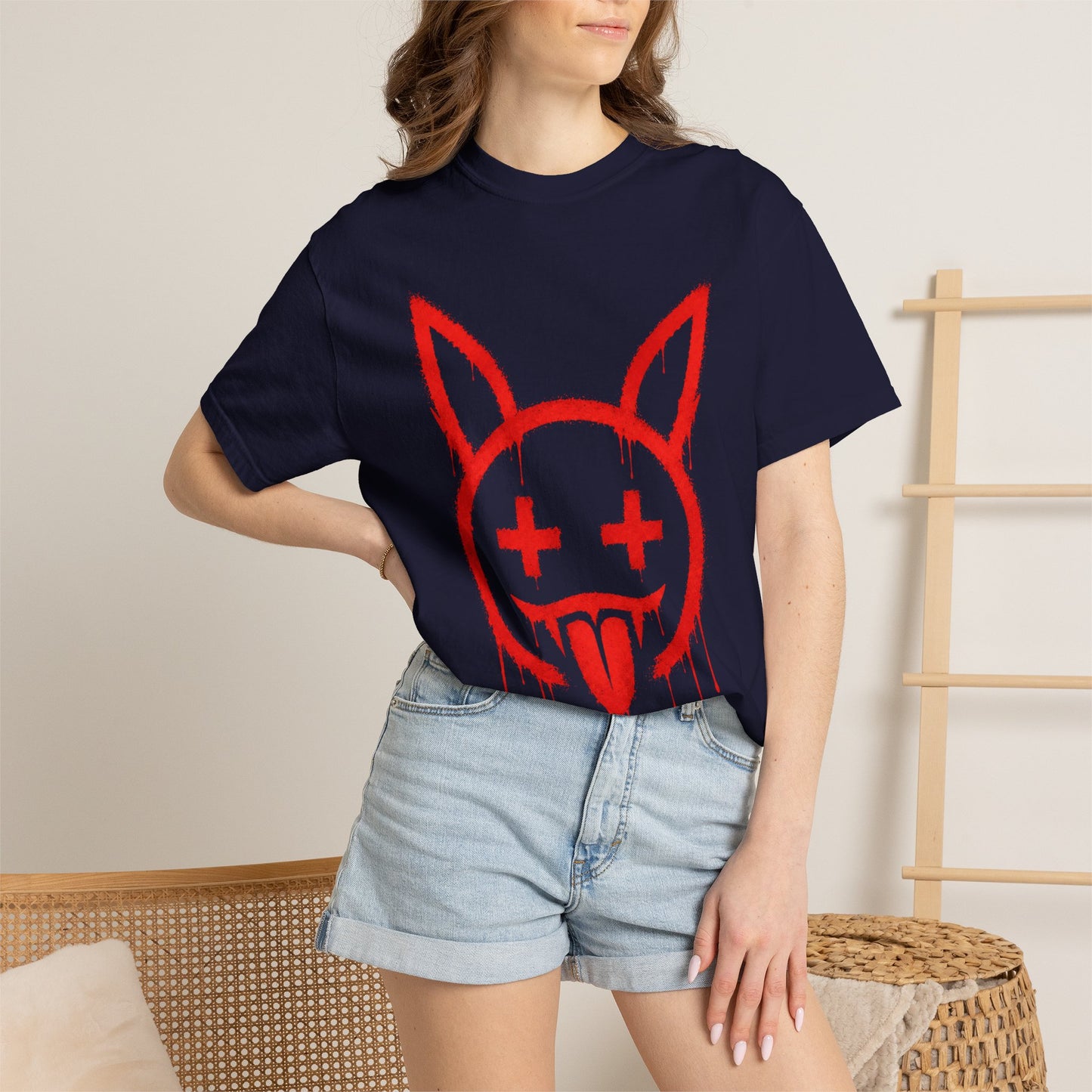 Metallic Souls Graffiti Bunny Heavyweight Streetwear T-Shirt