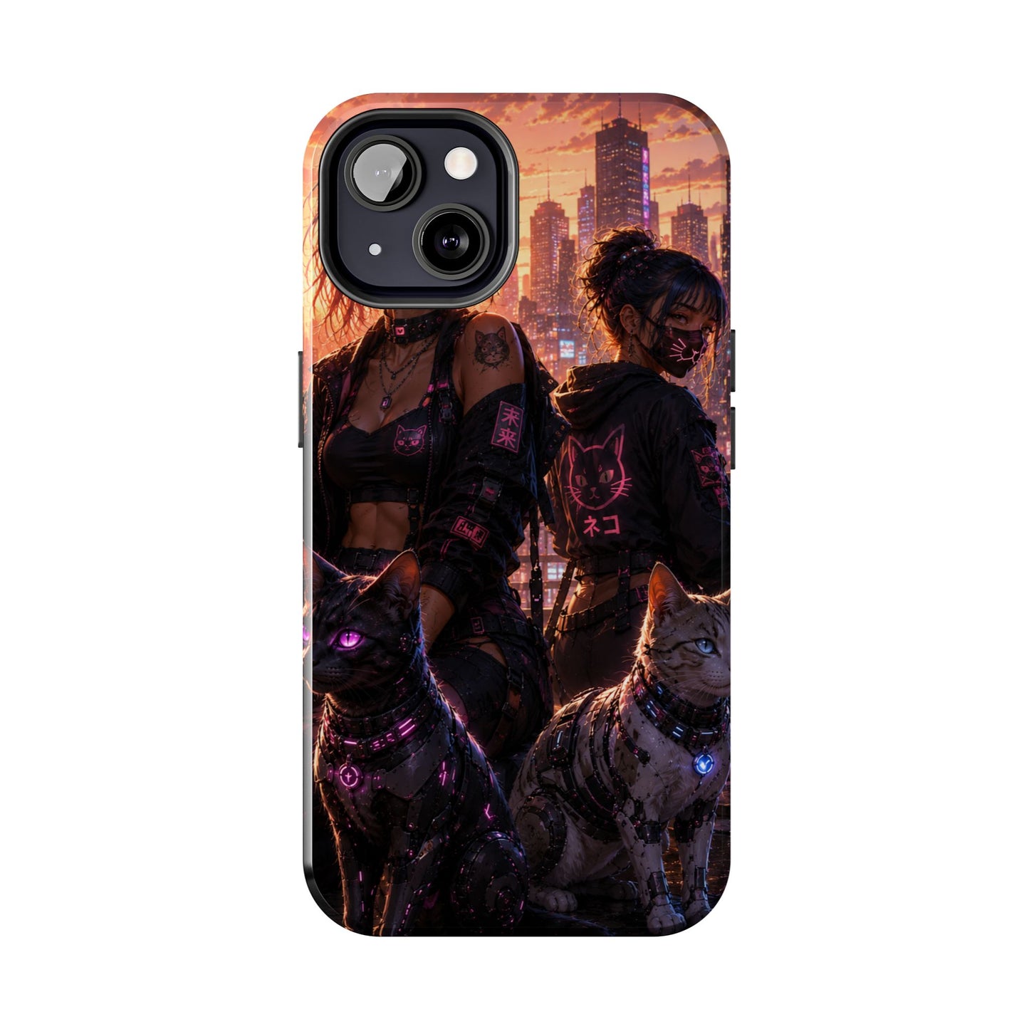 Cyberpunk Pack: Tough Phone Case with Neon Panther & City Sunset
