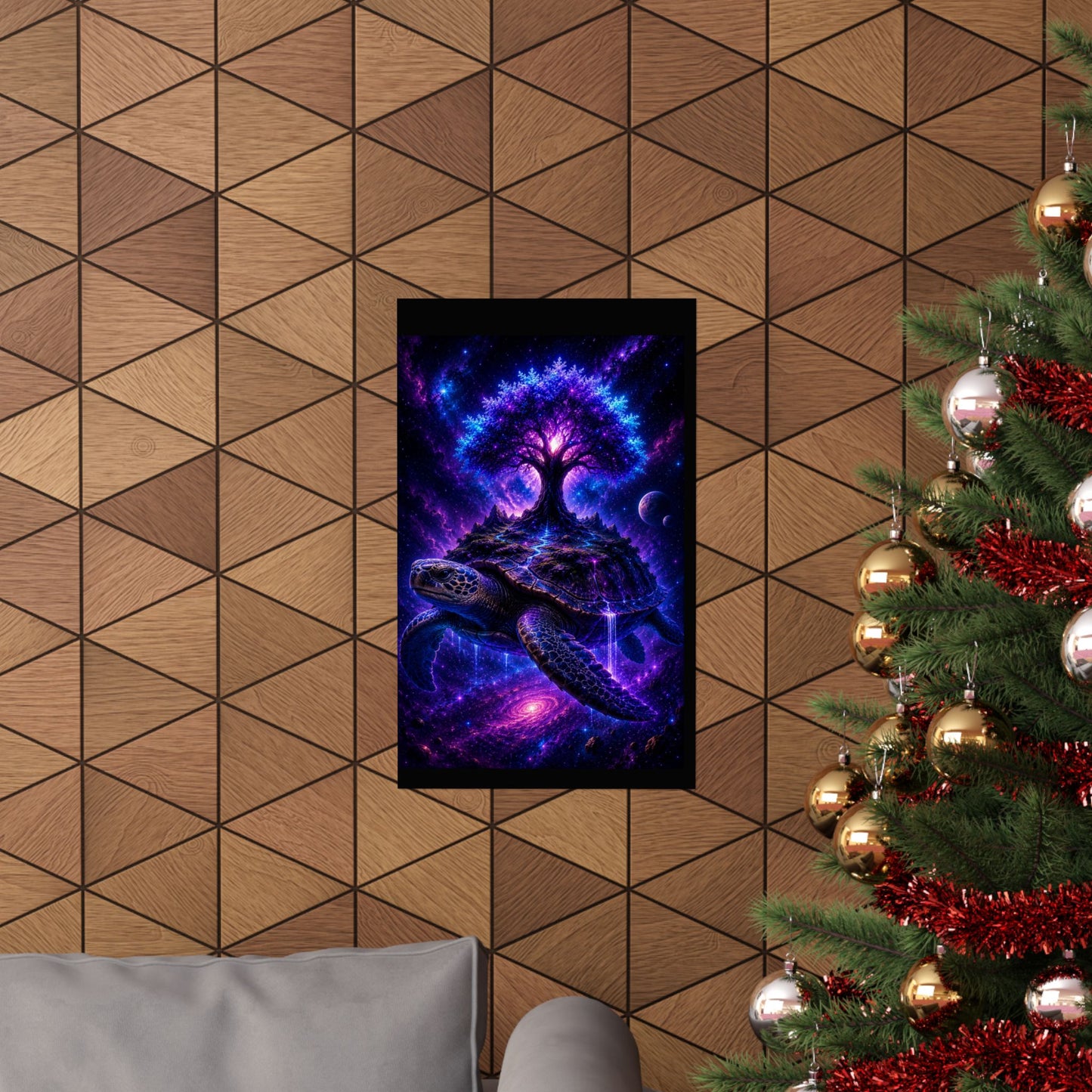 Cosmic Turtle Poster — Mystic Tree on Turtle Shell Matte Vertical Wall Art
