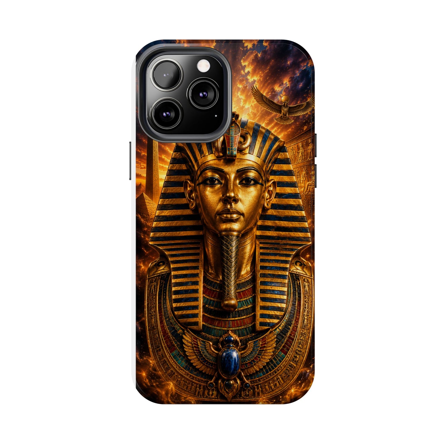 Egyptian Pharaoh Tough Phone Case — Protective Golden Tutankhamun Design