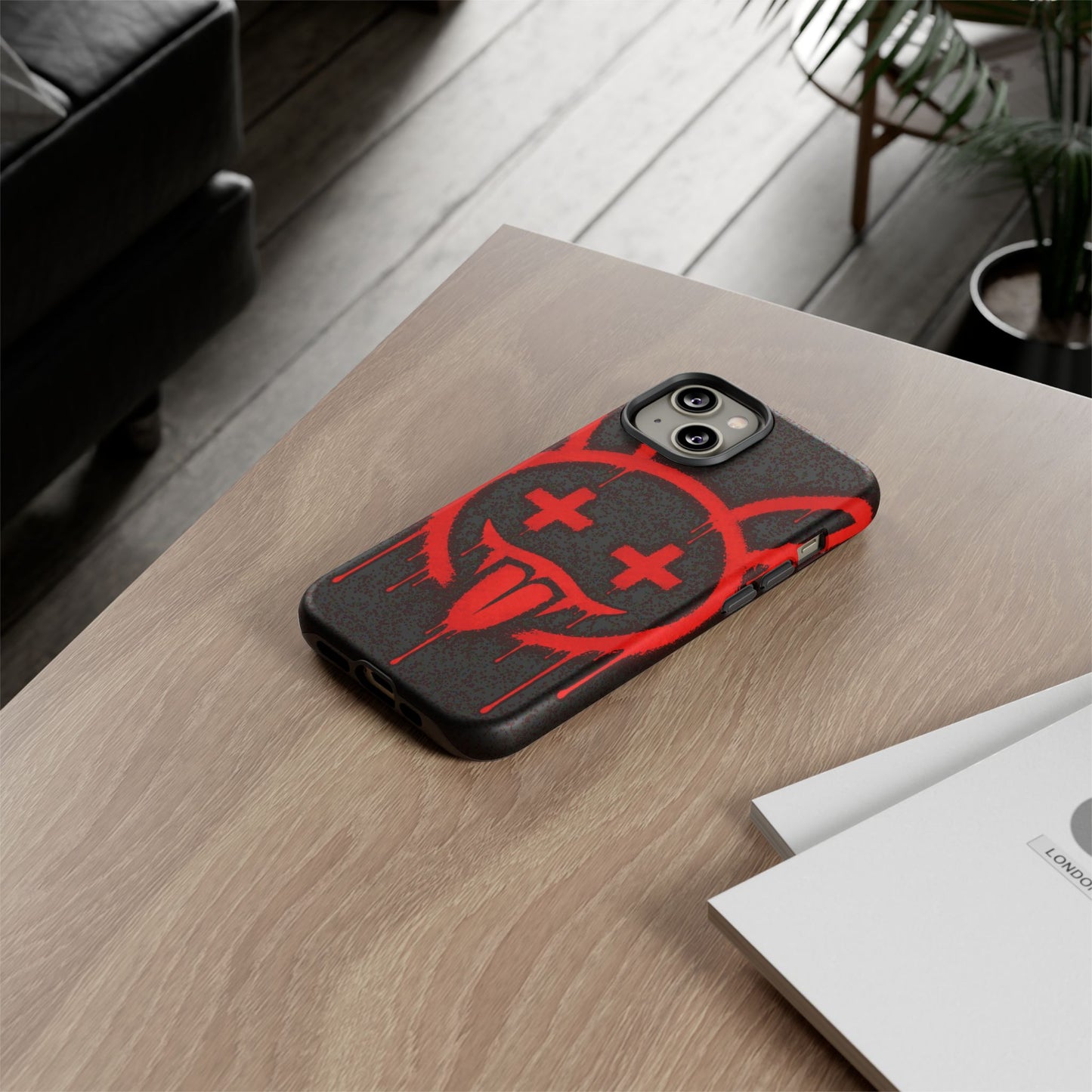 Phone Case - Metallic Souls Red Drip Smiley Graffiti Design