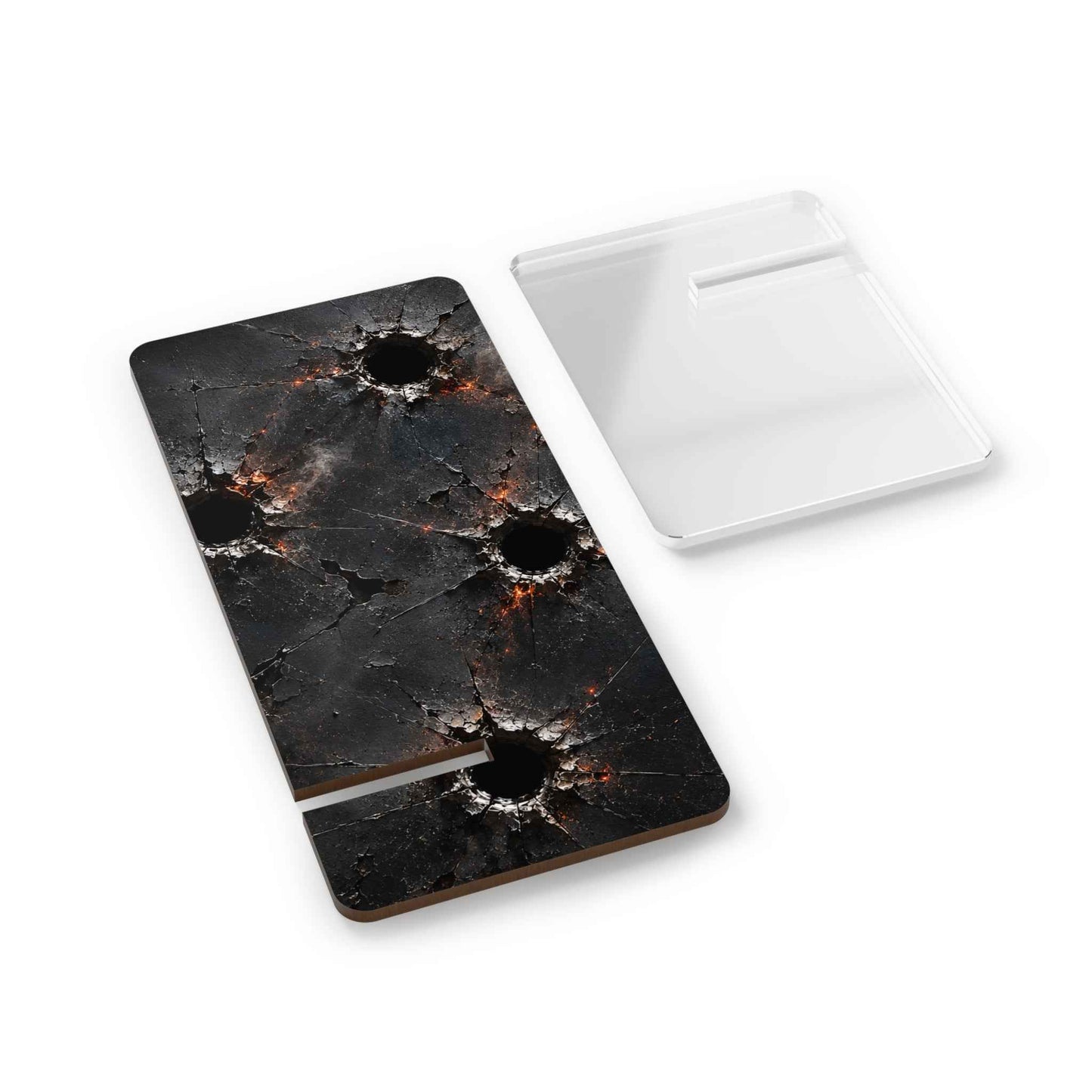 Phone Stand — Bullet Hole Grunge Metal Design Acrylic Mobile Display Stand