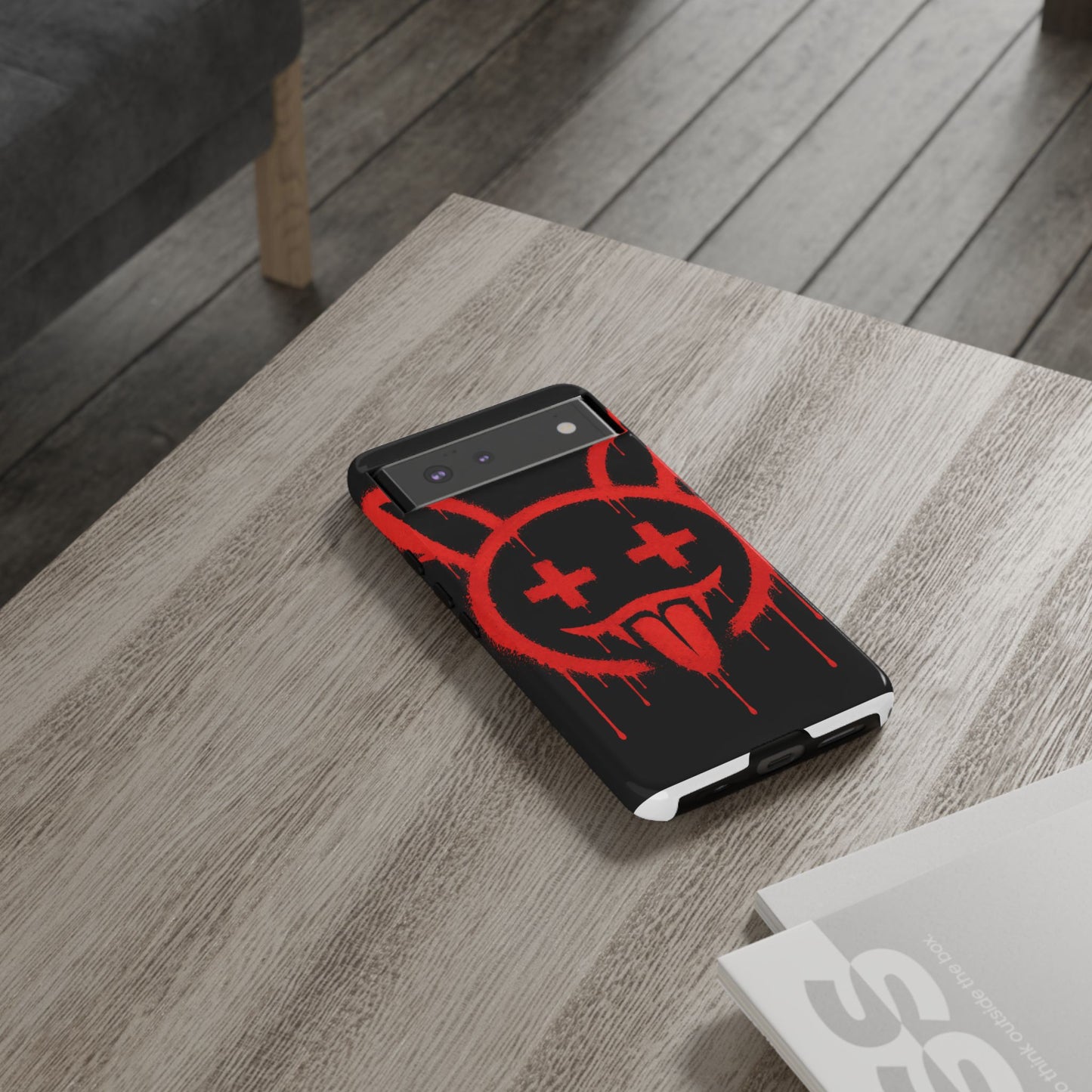 Phone Case - Metallic Souls Red Drip Smiley Graffiti Design