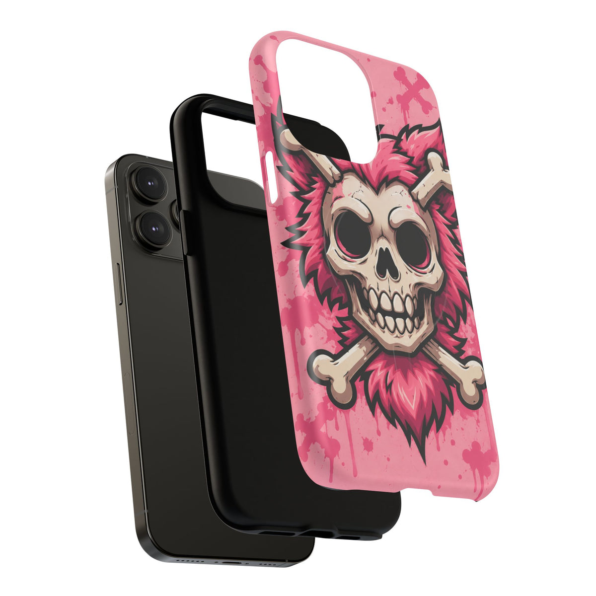Pink Skull & Crossbones Tough Magnetic Phone Case — Punk Rock Protective Cover