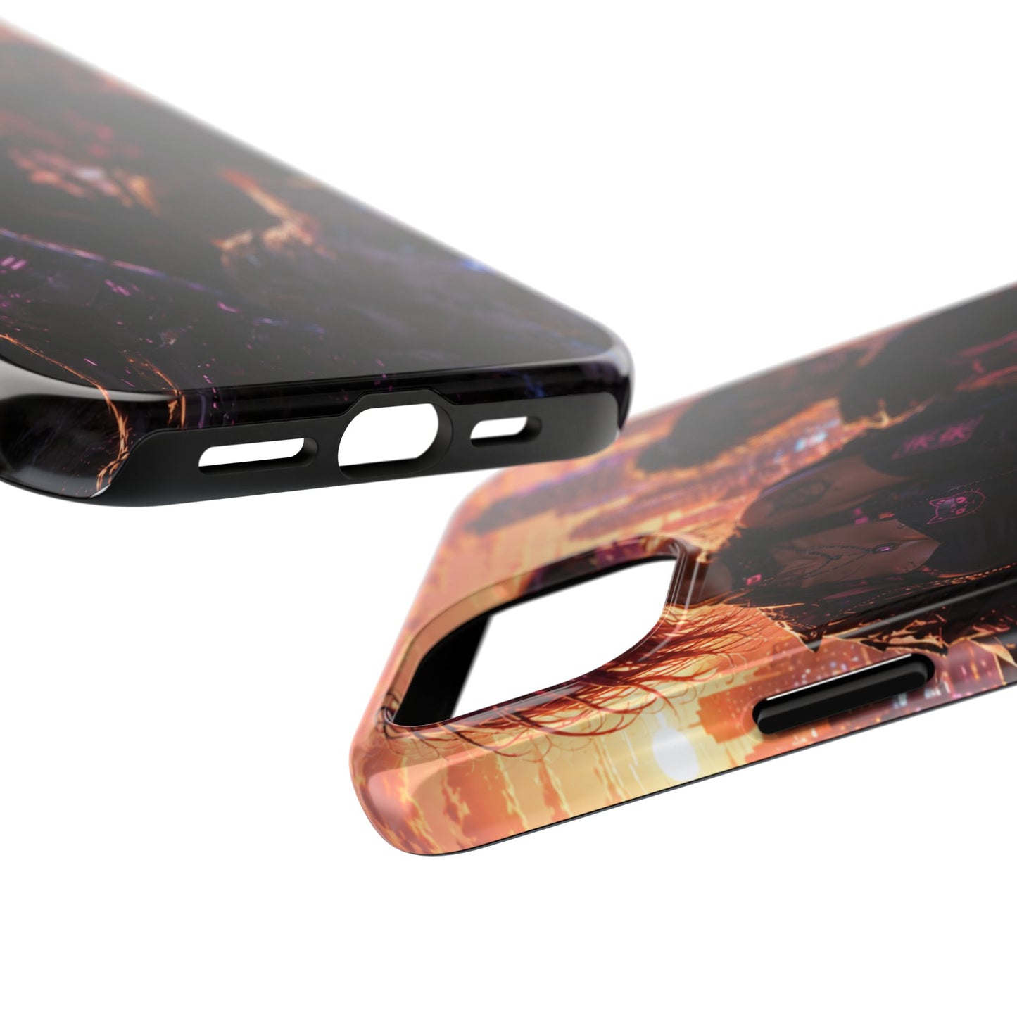 Cyberpunk Pack: Tough Phone Case with Neon Panther & City Sunset